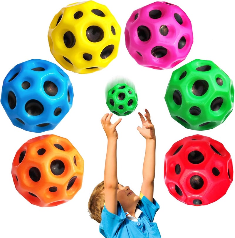 QOUXZ 6 Pack Astro Jump Ball, Multicolored Spaceballs, Super High Bouncing Lightweight for Children, Bouncy Balls, Jumping Toy for Stress Relief - Image 1